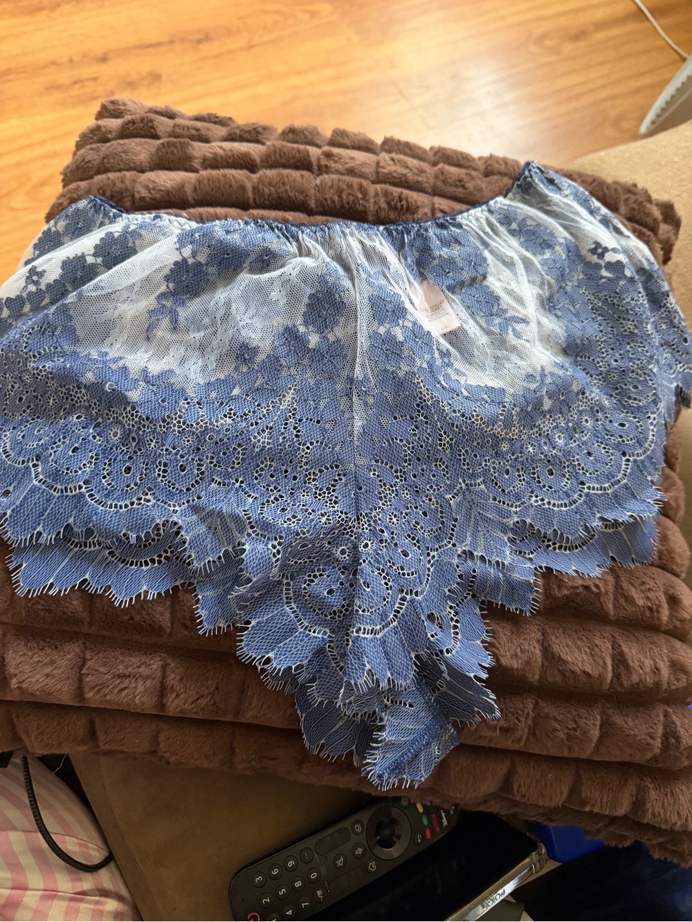 Victoria's Secret Blue Sheer Lace Shorts